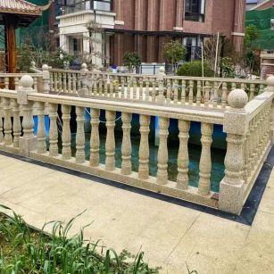 广东黄金麻花岗岩石材栏杆，扶手，将军柱，花瓶柱