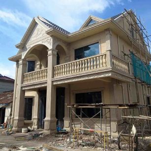 广东 黄金麻花岗岩石材私人别墅雕花门楼柱阳台栏杆