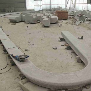 广东 芝麻白花岗岩弧形花坛石，坐凳石