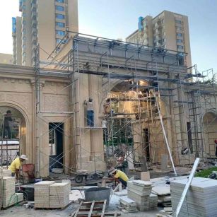 广东 黄金麻荔枝面花岗岩小区门楼外墙干挂