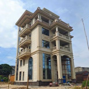 广东 黄金麻花岗岩石材别墅外墙干挂搭配（雕花栏杆花瓶柱门楼罗马柱）