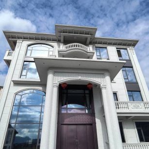 广东白麻别墅外墙干挂石材效果示例