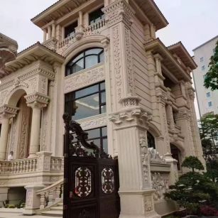 广东 黄金麻花岗岩别墅外墙干挂效果展示