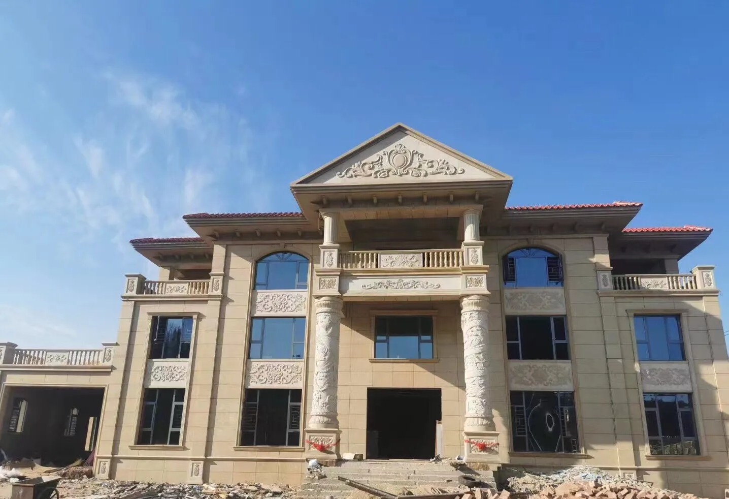 广东 黄金麻花岗岩别墅外墙干挂