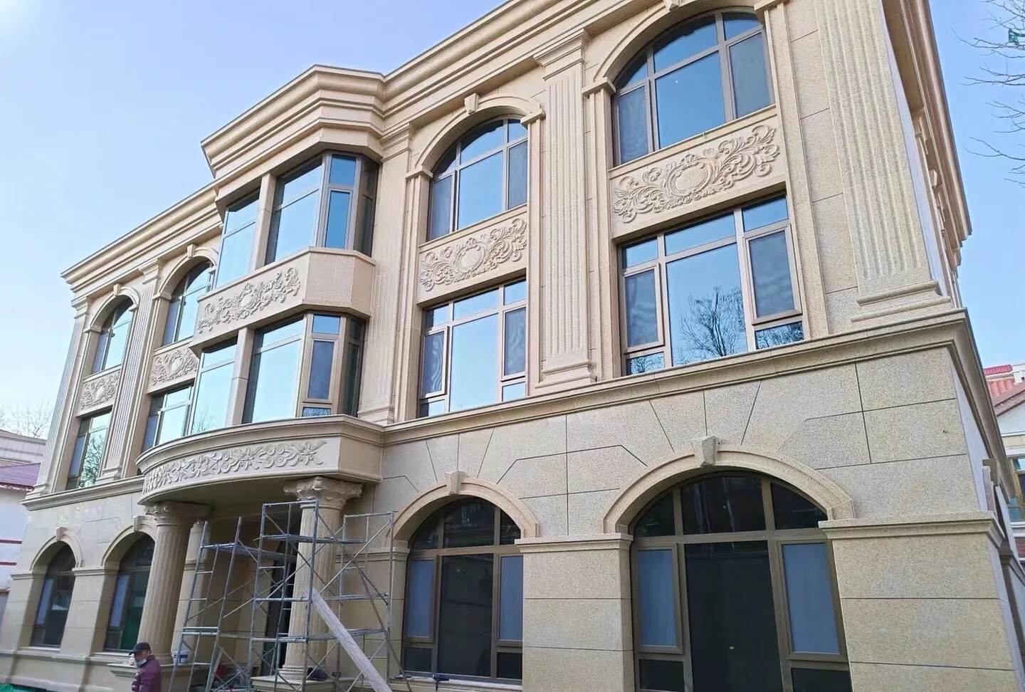 广东 黄金麻花岗岩别墅外墙干挂